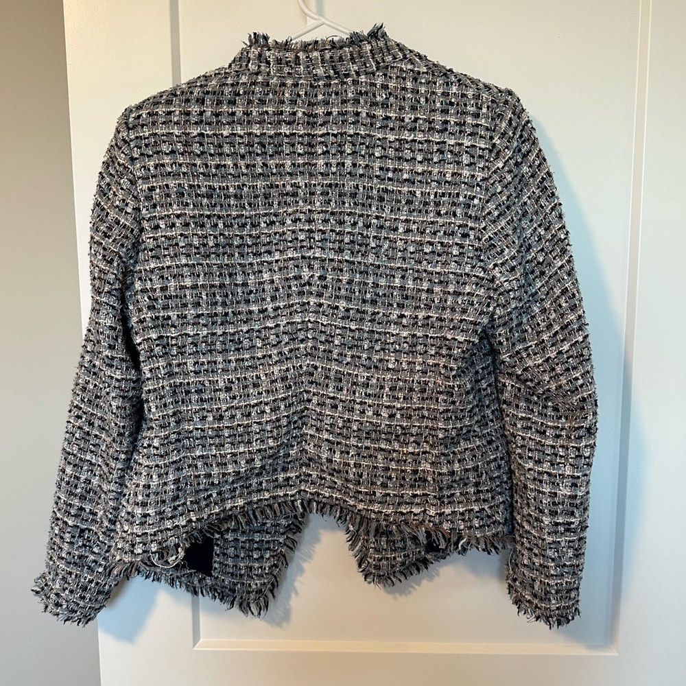 Banana Republic Collarless Metallic Tweed Blazer in Coastal Blue Size 6 💙🩵🤍 - Picture 8 of 13